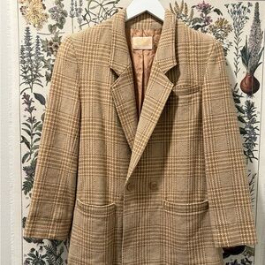 Vintage Pendleton Beige and Blue Checkered Blazer